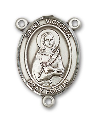 St. Victoria Rosary Centerpiece Sterling Silver or Pewter - Sterling Silver