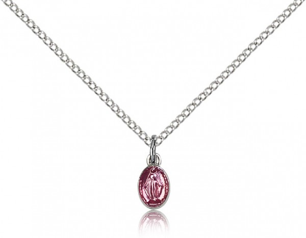 Baby Child Size Miraculous Medal Necklace - Pink