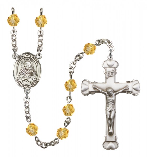Women's Mater Dolorosa Birthstone Rosary - Topaz