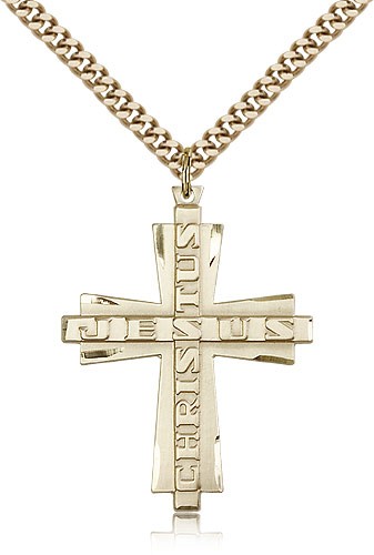 Jesus Christus Cross Pendant - 14KT Gold Filled