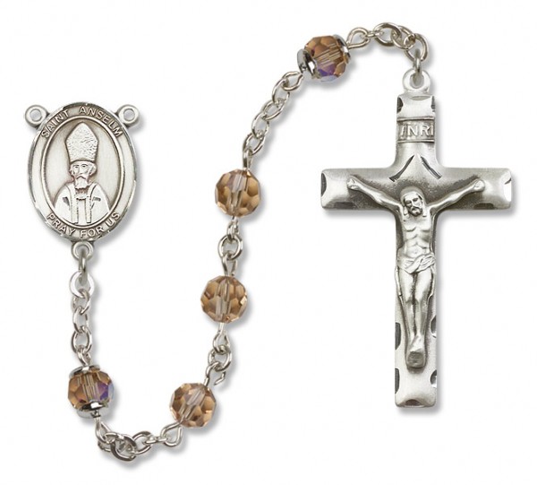 St. Anselm of Canterbury Sterling Silver Heirloom Rosary Squared Crucifixe - Topaz