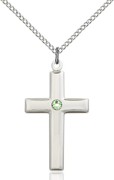 Women's Plain Cross Pendant - Peridot