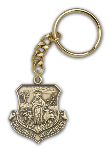 Lord Is My Shepherd Keychain - Antique Gold