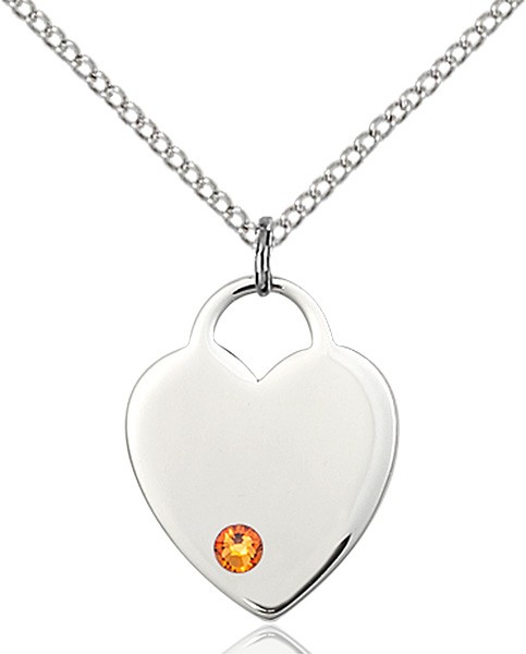 Medium Heart Shaped Pendant with Birthstone Options - Topaz
