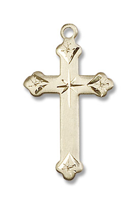 Starburst Center Cross Necklace - 14K Solid Gold
