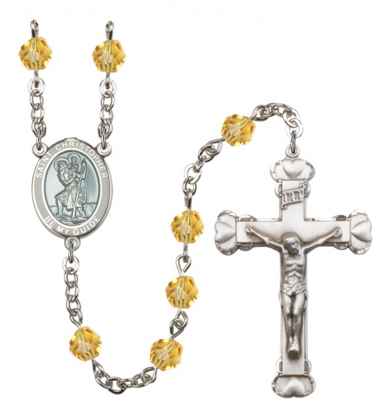 Women's St. Christopher Birthstone Rosary - Topaz