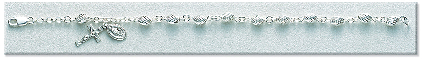 Rosary Bracelet - Sterling Silver with 6mm Oval Sterling Beads - Sterling Silver