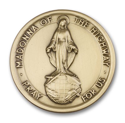 Our Lady of the Highway Visor Clip - Antique Gold