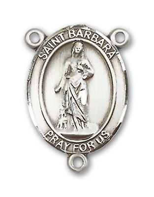 St. Barbara Rosary Centerpiece Sterling Silver or Pewter - Sterling Silver