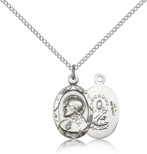 Profile of Christ Scapular Medal Necklace - Sterling Silver