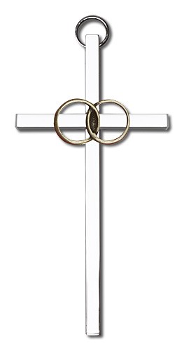 Wedding Rings Cross 4&quot; - Two-Tone Silver