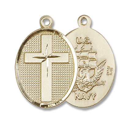 Cross Navy Pendant - 14K Solid Gold