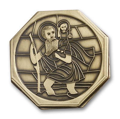 St. Christopher Visor Clip - Antique Gold