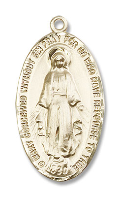 Men's Classic Oval Miraculous Medal - 14K Solid Gold