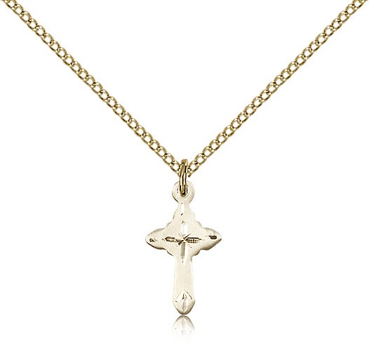 Etched Cross Pendant - 14KT Gold Filled