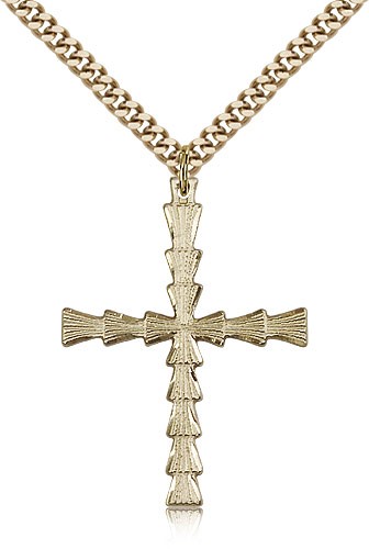 Fluted Crossbar Cross Necklace - 14KT Gold Filled