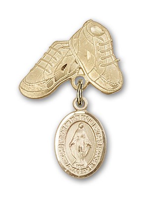 Baby Badge with Miraculous Charm and Baby Boots Pin - Gold Tone
