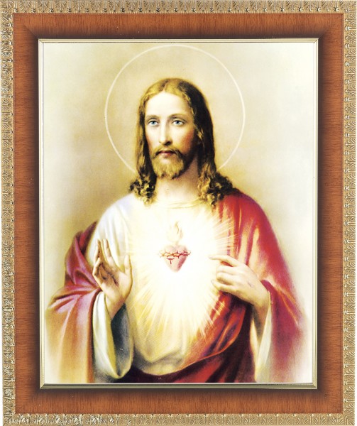 Sacred Heart of Jesus 8x10 Framed Print Under Glass - #122 Frame