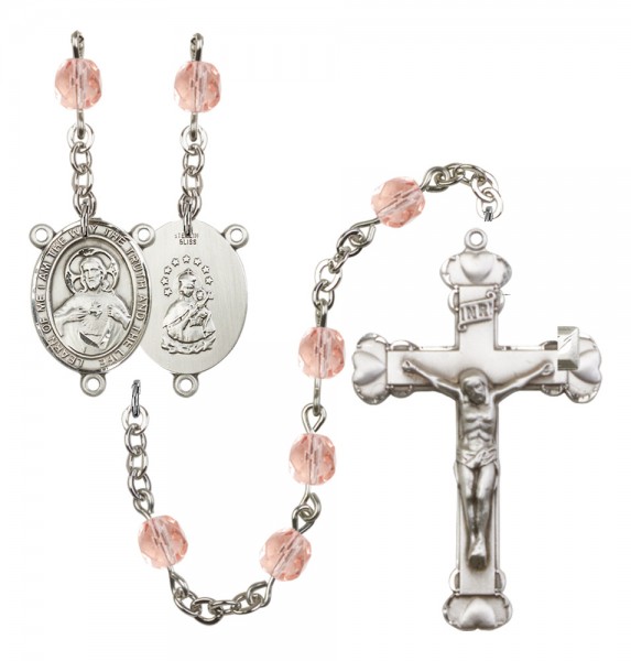 Women's Scapular Birthstone Rosary - Pink