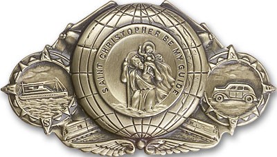 St. Christopher Visor Clip - Antique Gold