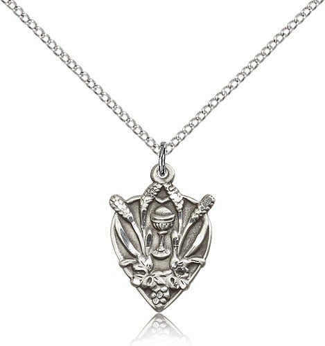 Heart Shaped First Communion Pendant - Sterling Silver
