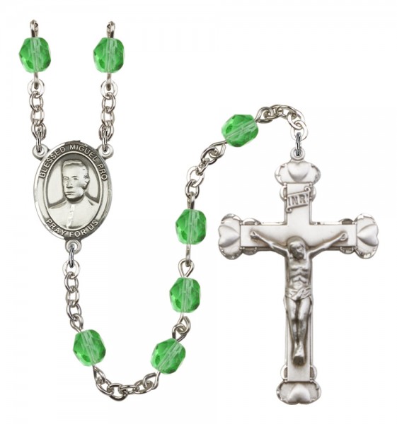Women's Blessed Miguel Pro Birthstone Rosary - Peridot