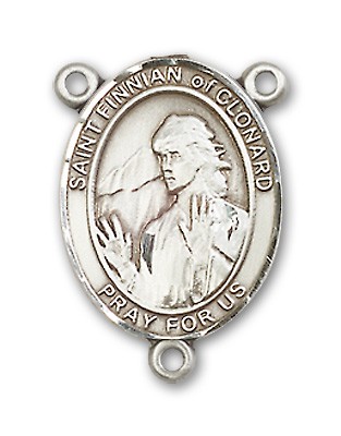 St. Finnian of Clonard Rosary Centerpiece Sterling Silver or Pewter - Sterling Silver