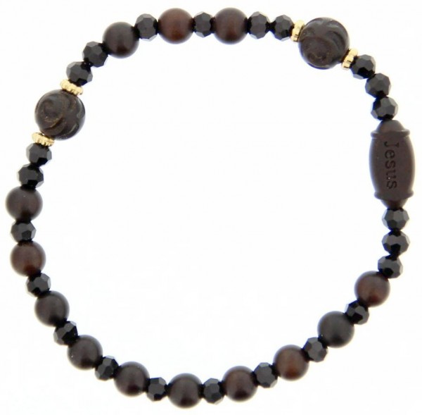 Jujube Rose Wood Rosary Bracelet - 6mm - Brown