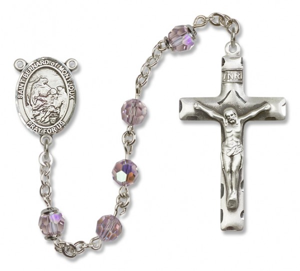 St. Bernard of Montjoux Sterling Silver Heirloom Rosary Squared Crucifix - Light Amethyst