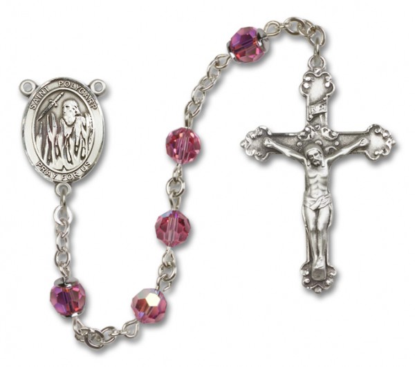 St. Polycarp of Smyrna Sterling Silver Heirloom Rosary Fancy Crucifix - Rose