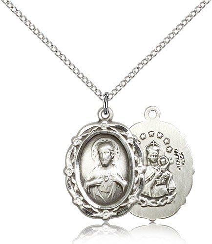 Women's Double Sided Crown of Thorns Scapular Necklace - Sterling Silver