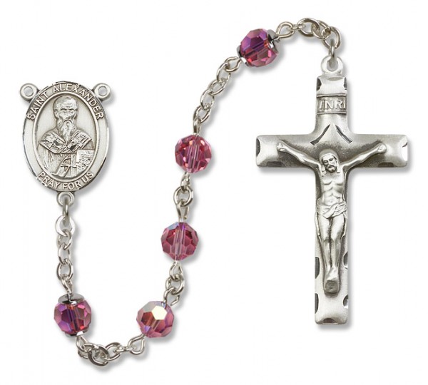 St. Alexander Sauli Sterling Silver Heirloom Rosary Squared Crucifix - Rose