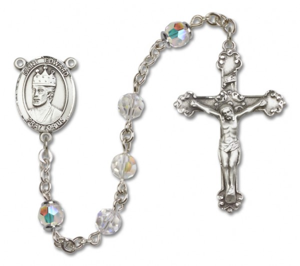 St. Edward the Confessor Sterling Silver Heirloom Rosary Fancy Crucifix - Crystal