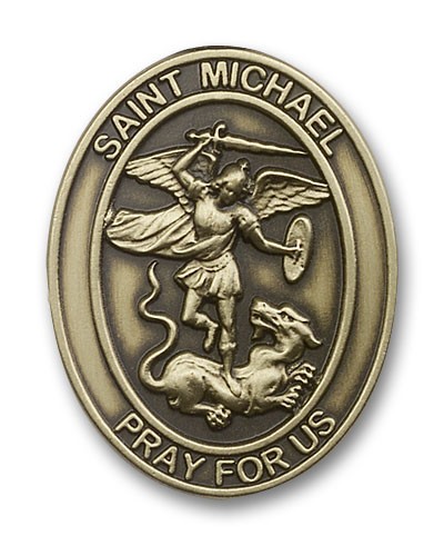 St. Michael the Archangel Visor Clip - Antique Gold