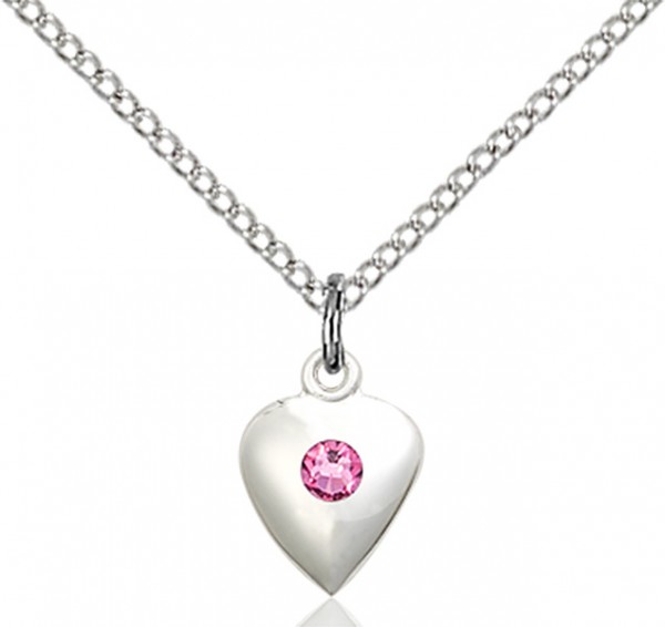 Baby Heart Pendant with Birthstone Options - Rose