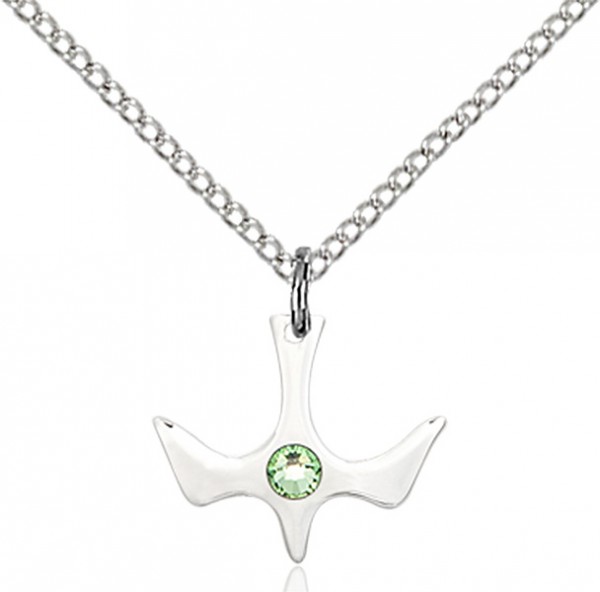 Holy Spirit Pendant with Birthstone Options - Peridot