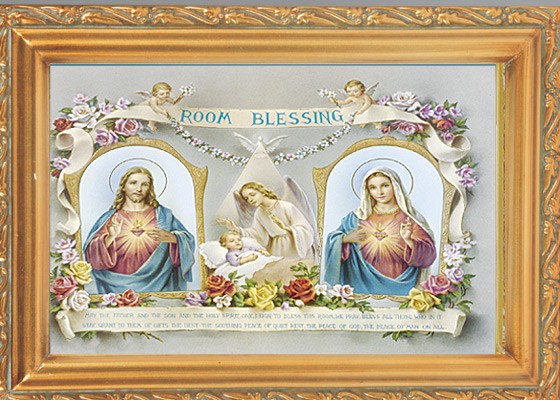 Baby Room Blessing Antique Gold Framed Print - Full Color