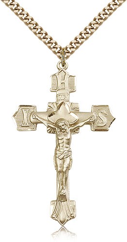 IHS Men's Crucifix Pendant - 14KT Gold Filled