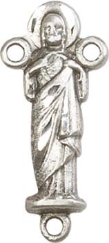 Sacred Heart Sterling Silver Rosary Centerpiece - Sterling Silver