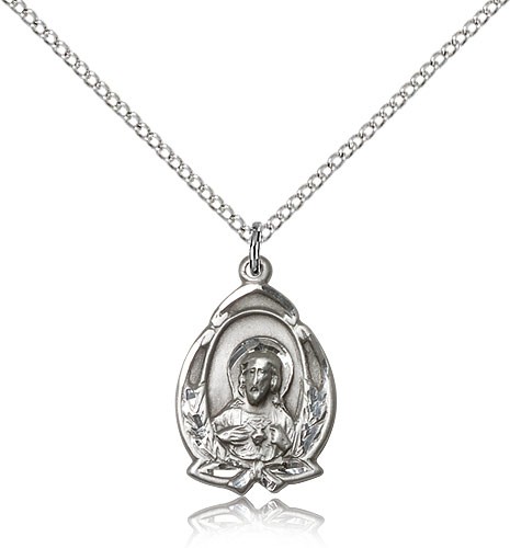 Wheat and Ribbon Scapular Medal - Sterling Silver