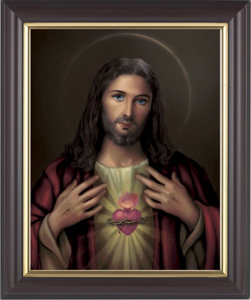 Sacred Heart of Jesus 8x10 Framed Print Under Glass - #133 Frame