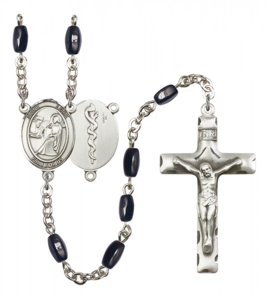 Men's St. Luke the Apostle Doctor Silver Plated Rosary - Black | Silver