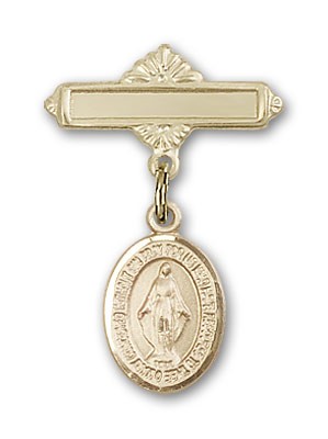 Pin Badge with Miraculous Charm and Polished Engravable Badge Pin - Gold Tone