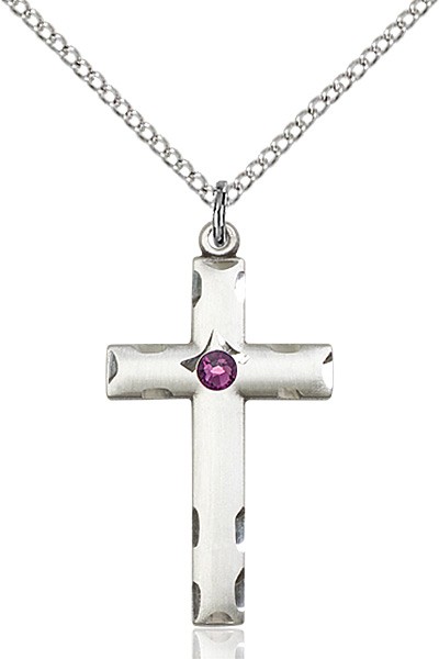 Women's Birthstone Cross Pendant - Amethyst