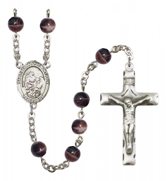 Men's St. Bernard of Montjoux Silver Plated Rosary - Brown