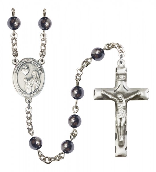 Men's St. Margaret Mary Alacoque Silver Plated Rosary - Gray