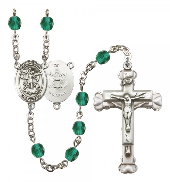Women's St. Michael Army Birthstone Rosary - Zircon
