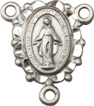 Beaded Oval Miraculous Rosary Centerpiece - Sterling Silver