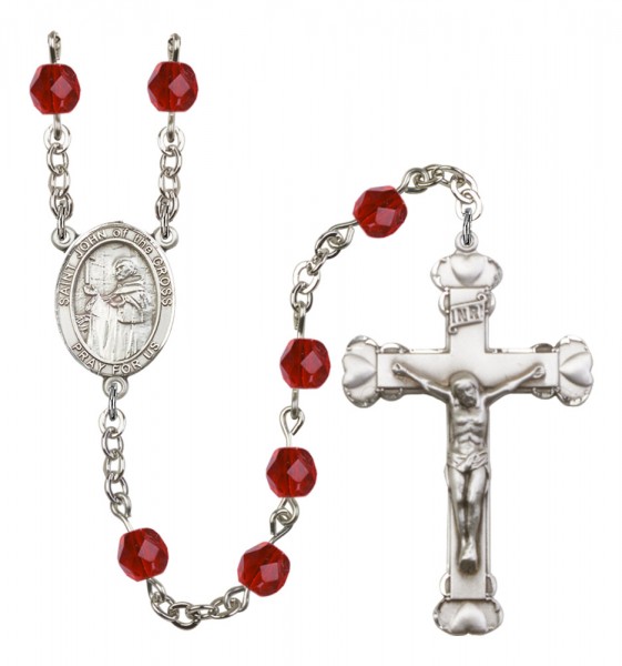 Women's St. John of the Cross Birthstone Rosary - Ruby Red