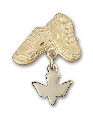 Baby Pin with Holy Spirit Charm and Baby Boots Pin - Gold Tone